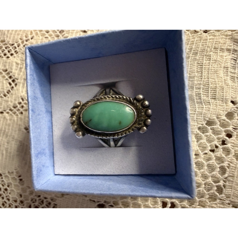 Vintage Maisels Trading Post Sterling Silver Turquoise Ring Size 6 1/2 6.5